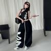Traje de verano para niñas 2025 Nueva Moda Niñas Coreano Jazz Hip Hop Estampado de Serpiente Pantalones Deportivos Traje de Baile