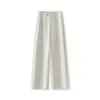 Calça Lisa Wide Leg Personalizada Feminina Outono 2026 Novo Estilo Drapê Pregueada Redutora de Idade Calça Reta Estreita