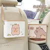 Bolsa de almacenamiento para coche Blue Rain, organizador de coche de cuero con temática de capibara, diseño de dibujos animados lindo y fácil de limpiar, bote de basura para coche