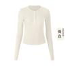 Athena lulu Ropa Nueva de Yoga Manga Larga para Mujer Lanjing Modal Ajustado Cuello Henley con Botones Top de Yoga