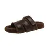 Pantuflas de moda para mujer con plataforma y punta abierta, pantuflas casuales de lana de cordero para otoño e invierno, estilo de celebridad de internet 2026