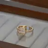 Anel Aberto de Zircônia Micro-Incustada Banhado a Ouro Real, Personalidade, Anel Geométrico Doce de Alta Qualidade, Anel da Moda para Dedo Indicador