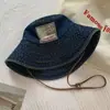 Sombrero de pescador de mezclilla patchwork estilo japonés para mujer, lavado vintage y desgastado, sombrero tipo cubeta de ala ancha que hace que la cara se vea más pequeña, sombrero para protección solar