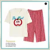 Pijama de Verão para Mulheres 2025 Novo Verão Algodão Puro Fino Redutor de Idade Calça Cropped Manga Curta Conjunto de Roupa de Casa Feminino
