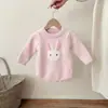 Body de niña para otoño e invierno con broches en la entrepierna, estilo cálido de medio forro polar, lindo conejo, en stock, traje para gatear en casa, ropa para bebé niña