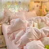 Juego de cuatro piezas de gasa de doble capa 100% algodón estilo francés grado A, 60 unidades, juego de ropa de cama de tres piezas de gasa de algodón fresca y suave