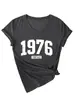 1976 Vintage Amazon Ebay Sitio Independiente Casual Cómodo Versátil Camiseta de Manga Corta con Cuello en V para Mujer Camiseta Base