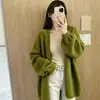 Otoño e Invierno Nuevo Estilo Coreano Estilo Perezoso Color Sólido Temperamento Chaqueta Cardigan de Punto Moda Femenina Versátil Suéter Top Tendencia