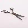 Tesoura Reta para Cabelo de Animal de Estimação para Cima e para Baixo Curva 6,5 polegadas Preto 7 polegadas Conjunto de Tesouras de Aço Inoxidável para Animais de Estimação