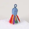 Pingente de Borla Pequena de Fio de Algodão Enrolado à Mão Estilo Xizang, Material para Pulseira DIY Feito à Mão, Ornamento de Borla Curta com Tampa Rosqueada