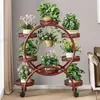 Soporte para plantas de flores sala de estar de pie móvil con ruedas Soporte para maceta de Potos casa piso arte de hierro balcón soporte para flores multicapa