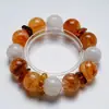Pulseira de Cristal Fantasma Floco de Neve Dançante Lua e Montanha para Mulheres, Versátil Flor de Resina Amarela Pulseira Olho de Tigre Dourado Atacado
