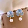 Jardín de Monet Corazón de Amor Estilo Vintage Pintura al Óleo 2025 Pendientes para Mujer Lujo Ligero Diseño de Nicho Exquisitos Accesorios para Orejas