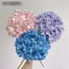 Linda Série de Cores Morandi Flor Artificial Única Grande de Hortênsia, Hortênsia Nebulosa para Decoração de Casamento e Salão de Casamento