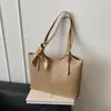 Lenço de Seda Transfronteiriço Moderno para Bolsa Feminina, Novo Estilo, Personalizado, Simples, Grande Capacidade, Cor Sólida Retrô, Bolsa de Ombro Tote para o Dia a Dia