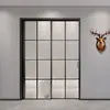 Porta de Correr Estilo Francês Retrô Liga de Titânio-Magnésio Divisória de Noz Paineis Suspensos Porta Cozinha Varanda Sala de Estar Porta de Correr de Três Folhas