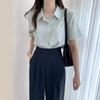 Corea del Sur chic verano nuevo sentido francés top de camisa de gasa mujeres