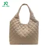 202 Modelo Nuevo Bolso Tote de Algodón Acolchado de Gran Capacidad Transfronterizo para Mujer, Bolso de Hombro Tote de Lona Acolchada de Moda Tendencia para Viajes
