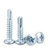 Tornillos de Cola de Taladro Cruzado Zincado Azul y Blanco Cabeza Pan Autorroscantes Autoperforantes M4.2*13-M4.2*5 Cola de Milano