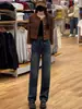 Pantalones Vaqueros Rectos Finos de Contraste con Bolsillos para Mujer Primavera y Otoño 2026 Cintura Alta Adelgazantes Patchwork Estrechos Pierna Ancha