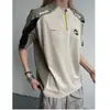 Camiseta Fresca com Zíper Meio e Cor Contrastante para Homens e Mulheres Verão Fina para Esportes ao Ar Livre Treinamento Proteção Solar Secagem Rápida Manga Curta