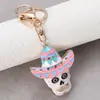 Novo Festival dos Fantasmas de Halloween Transfronteiriço Diamante Metal Chapéu Face de Fantasma Chaveiro Pingente de Bolsa Chaveiro Pequeno Presente