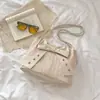 Moño Estilo Coreano Moda Tejida Gran Capacidad Verano Tendencia Paja Remache Personalizado Hombro y Bolso de Mano Bolsa de Playa