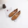 2024 Verde Vid rosa Primavera Nuevo Tira en T tacón bajo capa superior piel de vaca caña baja en stock puntera redonda hebilla zapatos casuales