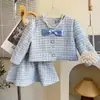 Conjunto de Chicas para Primavera y Otoño Nuevo Estilo Coreano Elegante Abrigo y Falda de Moda Conjunto de Dos Piezas de Princesa para Comercio Exterior