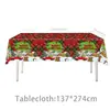 Novo Conjunto de Mesa Temático Xadrez Vermelho e Preto de Natal da Amazon, Pratos de Papel, Copos de Papel, Guardanapos de Papel, Decorações de Bandeirinhas