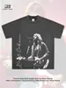 Camiseta de manga larga de algodón pesado con estampado retro americano de Kurt Cobain, marca de moda popular, hombros caídos, manga corta y cuello pequeño.