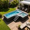 Piscina retangular de fibra de vidro acima do solo para pátio de villa e casa de hóspedes, piscina externa com janela de visualização, piscina de pátio externo