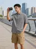 Camisa de Manga Corta con Bolsillo de Cuadros Burbuja para Hombre, Nuevo Estilo Retro Japonés de Programador Primavera/Verano, Top Suelto Casual para Mujer, Moderno