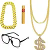 Novos Óculos Moda TR90 Armação Dupla Hip Hop Punk Fancy Corrente de Dólar Liga Cigarro Óculos Planos