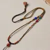 Cordón de Cuerda Trenzada Hecho a Mano de Gama Alta, Cordón para Colgar Colgante de Cuerda de Ámbar y Jade, Cadena de Cuerda con Cuentas de Hueso de Olivo, Estilo Fino para Mujer