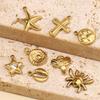 Concha chapada en oro al vacío cruz acero titanio diy colgante pequeño femenino caballito de mar estrella acero inoxidable joyería pulsera colgante