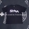 Marca Nueva Transfronteriza de Moda SYNA WORLD Camiseta de Manga Corta Estampada con Letras Hip Hop Streetwear Americano Verano Nuevo para Hombre