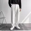 Calça Casual Terno Masculino Primavera Estilo Japonês Luz Luxo High-end Dipper Preto Calças Terno Loose Straight Wide-leg Calças Longas