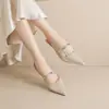 Zapatos de Tacón Alto de Aguja con Punta Aguda y Boca Baja Estilo Francés Zhr para Mujer, Nuevos Zapatos de Tacón Bajo con Boca Baja Color Nude Verano 2026 para Mujer