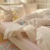 Conjunto de cuatro piezas de encaje fresco estilo francés de grado A para maternidad e infantil, algodón puro lavado, conjunto de tres piezas para estudiante con ribete de encaje 4