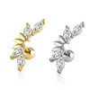 Novo Modelo Transfronteiriço: 1 Peça de Aço Inoxidável + Cobre Zircônia Incrustada Tarraxa de Osso da Orelha, Joia de Piercing Rosqueada de Lua e Flor de Ameixa, Em Estoque
