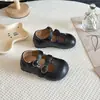 Zapatos Mary Jane para niños de 6 a 12 años, zapatos de una sola pieza para niñas, zapatos de princesa estilo coreano, zapatos de rendimiento de suela blanda negros para primavera y otoño