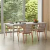 Mesa e Cadeira para Pátio Externo Jardim Terraço Cadeira de Rattan à Prova d'Água Protetora Solar Combinação de Móveis para Varanda Estilo Nórdico de Lazer