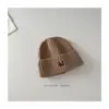 Gorro de Invierno Tejido Estilo Coreano para Niños, Moderno y Versátil, Conjunto de Moda para Niños y Niñas, Elegante Gorro Tejido con Bordado de Letras