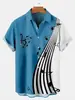 Camisa Havaiana Masculina de Verão Nova Europeia e Americana com Estampa 3D Moda Casual Solta de Manga Curta