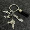 Secador de Cabelo Pente Tesoura Franja Barbeiro Profissional Chaveiro Designer de Penteado Chaveiro