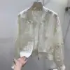 Verano Nuevo Estilo Chino Estilo Nacional Chaqueta Protectora del Sol Bordada con Cuentas Abrigo Diseño de Cuello Redondo Traje de Béisbol Top