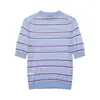 Para Comercio Exterior Transfronterizo Europeo y Americano Ropa de Mujer Aliexpress Más Vendido Moda de Verano Versátil Top de Punto Rayado