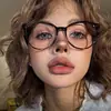 Óculos de Armação Redonda Tartaruga High-End Cat-Eye para Miopia Feminina com Lentes Anti-Luz Azul Armações Americanas Retrô Estampa de Leopardo