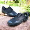 Zapatos de trabajo unisex de caña baja para todas las estaciones, punta redonda, suela plana vulcanizada, lona de camuflaje, construcción de caña baja para hombres